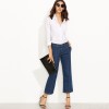 Women Spring Pockets Straight Polyester Jeans